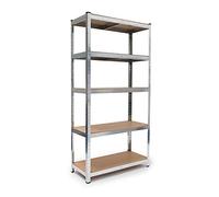 Relaxdays Étagère de Rangement, lot 2, Charge Lourde, 875 kg, Acier galvanisé, H x l x P : 180 x 90 x 40 cm, argenté
