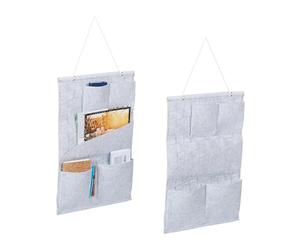 Relaxdays Étagère de Rangement Murale, lot 2, 5 Compartiments, Design décoratif, Feutre, HL 60 x 41 cm, Grise