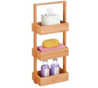 Relaxdays Étagère de Salle de Bain avec 3 étagères H x l x P : 70 x 26 x 17 cm - Étagère sur Pied pour Salle de Bain et Cuisine - Bambou et MDF - Naturel