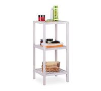 Relaxdays Étagère de Salle de Bain, Bois de Noyer, rangements, Ouverte, carrée, Bois, 79,5 x 36 x 36cm, sur Pieds, Blanc