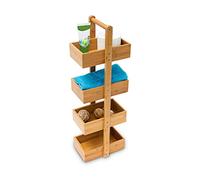Relaxdays Étagère de salle de bain en bambou avec poignée cuisine panier de douche HxLxP : 75 x 25 x 15 cm avec 4 compartiments, nature, Bois