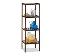Relaxdays Etagère de salle de bain en bambou meuble de cuisine 4 niveaux HxlxP: 110 x 34,5 x 33 cm, brun foncé