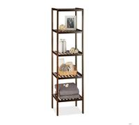Relaxdays Etagère de salle de bain en bambou meuble de cuisine 5 niveaux HxlxP: 139,5 x 34,5 x 33 cm, brun foncé