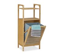 Relaxdays Étagère de salle de bain panier à linge bambou 25 litres HxlxP: 95 x 40 x 30 cm, nature