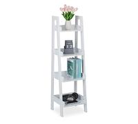 Relaxdays Étagère Droite, 4 Niveaux, Meuble de Rangement pour décorations, Plantes et Livres, HLP : 112x33x30 cm, Blanc