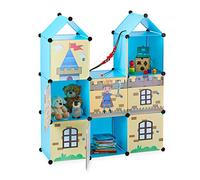 relaxdays Etagère emboîtable Chambre d'enfants,Tour Chevalier,Plastique, Armoire avec Portes,HxlxP:128x110x37cm,coloré, PP, ABS, métal, 128 x 110 x 37 cm