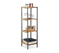 Relaxdays Étagère en Bambou, Universel Sur Pieds, Plusieurs Étages, Cadre en Métal, Carrée, SDB, 4 Niveaux, Nature