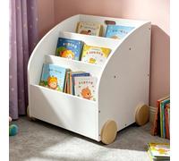 Relaxdays étagère Enfant 3 Compartiments 43,5x46x40 cm Blanche | avec roulettes, coins arrondis, étagère à jouets, MDF