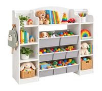 relaxdays Étagère enfant, 8 boîtes en tissu, anti-basculement, jouets, B | 8 boîtes en tissu, anti-basculement, pour jouets, bibliothèque enfant
