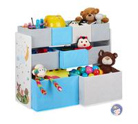 Relaxdays étagère enfant 9 bacs en tissu motif feu de camp, rangement jouets HxLxP 66 x 82,5 x 29,5 cm, multicolore