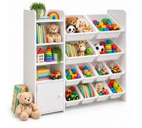 Relaxdays, étagère pour chambre d'enfant, 12 boîtes, 4 compartiments, dimensions : 100 x 112 x 30 cm, en MDF et plastique, étagère blanche pour jouets d'enfants