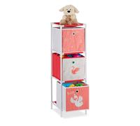 Relaxdays Etagère Enfant avec boîtes, Jouets, Design Cygnes, Meuble Bambin, HxlxP 89 x 27,5 x 30 cm, Blanc/Rouge