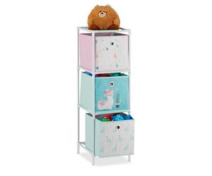 Relaxdays Etagère Enfant boîtes superposées, Rangement Jouets, Design Lama, pour Chambre d'enfant, 89x27,5x30 cm, coloré