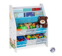 Relaxdays Etagère Enfants, Animaux, 6 boîtes, 2 Compartiments, Rangement Jouets, bibliothèque HlP 74x62x31,5 cm,coloré