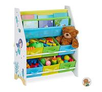 Relaxdays Etagère enfants 6 boîtes et 2 cases