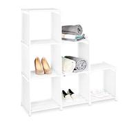 Relaxdays Étagère escalier, 6 Compartiments, Meuble Rangement, HxLxP : 109x106x30 cm, séparateur de pièces, Blanc