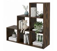 Relaxdays Étagère escalier brun vintage 6 compartiments H×L×P: 97 5×97 5×29 cm pour combles salon