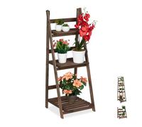 Relaxdays Etagère escalier fleurs bois brun foncé