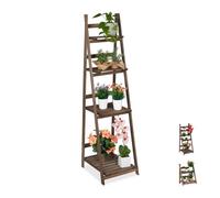 Relaxdays Etagère escalier fleurs bois brun foncé