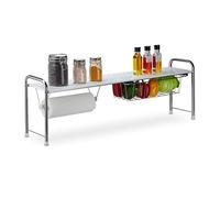 Relaxdays Etagère évier avec porte rouleau cuisine