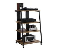 Relaxdays Étagère Hi-FI, 4 Niveaux, pour Platine, métal & MDF, 78 x 61 x 52 cm, Style Industriel, Marron/Noir