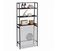 Relaxdays étagère lave-linge, 3 tablettes, sèche-linge & WC, H x L x P : 157 x 65 x 28 cm, noir
