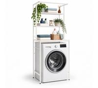 Relaxdays Étagère lave-linge, blanche | 3 compartiments, sèche-linge, toilettes, H x L x P : 161 x 66 x 40 cm