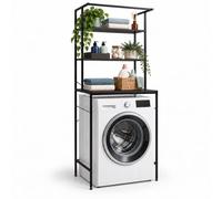 Relaxdays Étagère lave-linge, noire | 3 compartiments, sèche-linge, toilettes, H x L x P : 161 x 66 x 40 cm