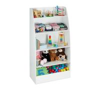 relaxdays Étagère Livre Enfant, Meuble Rangement Jouet AV. 5 Compartiments, Salon&Chambre d'enfants, 152x80x40 cm, Blanc