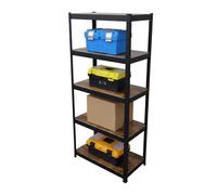 Relaxdays étagère Lourde, 168 x 80 x 40 cm, 350 kg, 5 Niveaux, Design Industriel, Rangement Cave, Noir/Marron