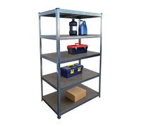 Étagère robuste Relaxdays, H x l x P 180 x 100 x 60 cm, capacité de charge 1 250 kg, 5 tablettes en MDF, étagère de rangement pour cave, à assembler, couleur argent