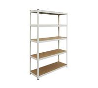 Relaxdays Rayonnage acier lourd 5 niveaux – 875 kg – 200 x 120 x 60 cm – blanc/marron