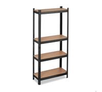Relaxdays Etagère lourde charge, capacité 700kg, 150x70x30 cm, 4 niveaux, à clipser, acier, pour cave & garage, noir