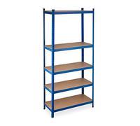 Relaxdays Etagère Lourde Charge XL, capacité 1325 kg, 220x100x45 cm, 5 Niveaux, à Clipser, Acier, Cave & Garage, Bleu