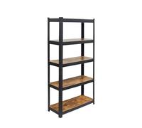Relaxdays Étagère Lourde en Acier/MDF, 500 kg, 5 Niveaux, Aspect Bois, Noir/Marron, 150x75x30 cm