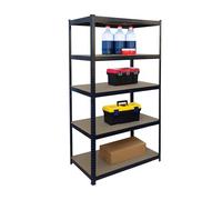 Relaxdays Étagère Lourde, H x l x P 180 x 100 x 60 cm, capacité 1 250 kg, 5 Niveaux MDF, étagère pour Cave, Noire