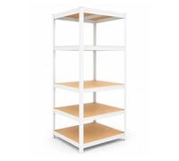 Relaxdays Étagère Lourde HxLxP 200x60x60 cm, 875 kg, Blanc/Marron | 5 niveaux, étagère de rangement pour cave et garage, à emboîter
