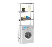 Relaxdays Etagère machine à laver, Etagère WC, 3 étages, armoire de machine à laver chrome, HLP 162 x 63 x 30, argenté