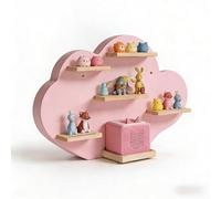 Relaxdays étagère magnétique Nuage pour Toniebox & 20 Tonies, HxLxP 40 x 61 x 17 cm, Rose