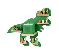 Relaxdays Étagère magnétique pour Toniebox & 35 Tonies, Dino, H x L x P : 45 x 59 x 15 cm, étagère Figurines, Verte