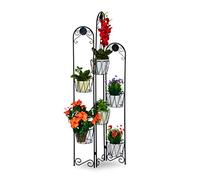 Relaxdays Étagère métal 6 Niveaux, Support Pot de Fleurs, Escalier pour Plantes décoration, H: 140 cm, Noir