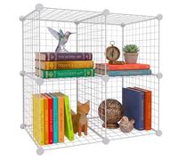 Relaxdays étagère modulaire 4 Cubes, à Monter, HxPxL 75x37x75 cm, Fil métallique, Blanc