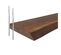 Relaxdays étagère Murale, Bords naturels, 3x100x22 cm, étagère Flottante Rustique, Bois Massif, pin, Marron foncé