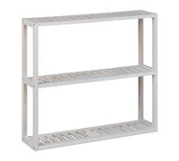 Relaxdays Étagère Murale en Noyer, 3 Niveaux, H x L x P : 54 x 60 x 15 cm, Rangement en Bois pour Salle de Bain, Blanc