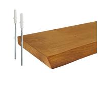 Relaxdays Étagère Murale Flottante en Bois Massif pin, Rustique, 3 x 60 x 22 cm, Brun