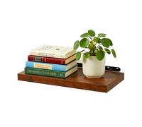 Relaxdays Étagère Murale, H x L x P 4 x 40 x 23 cm, Bois et métal, Marron/Noir, Livres déco, Salon Couloir