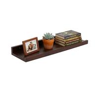 Relaxdays Étagère Murale, H x l x P : 5 x 40 x 15 cm, Bois de Noyer, étagère Flottante pour Cadres et déco, Marron foncé