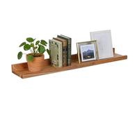 Relaxdays Étagère Murale, HxLxP: 5 x 100 x 15 cm, Noyer, étagère Flottante pour Cadres & déco, corniche Murale Naturelle