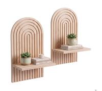Relaxdays Étagère murale lot de 2 H x L x P : 35 x 18 x 13 cm bois arc-en-ciel style bohème naturel