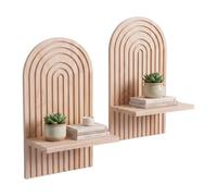 Relaxdays Étagère Murale, Lot de 2, H x l x P : 35 x 18 x 13 cm, pin | Bois, arc-en-ciel, style bohème, étagère murale
